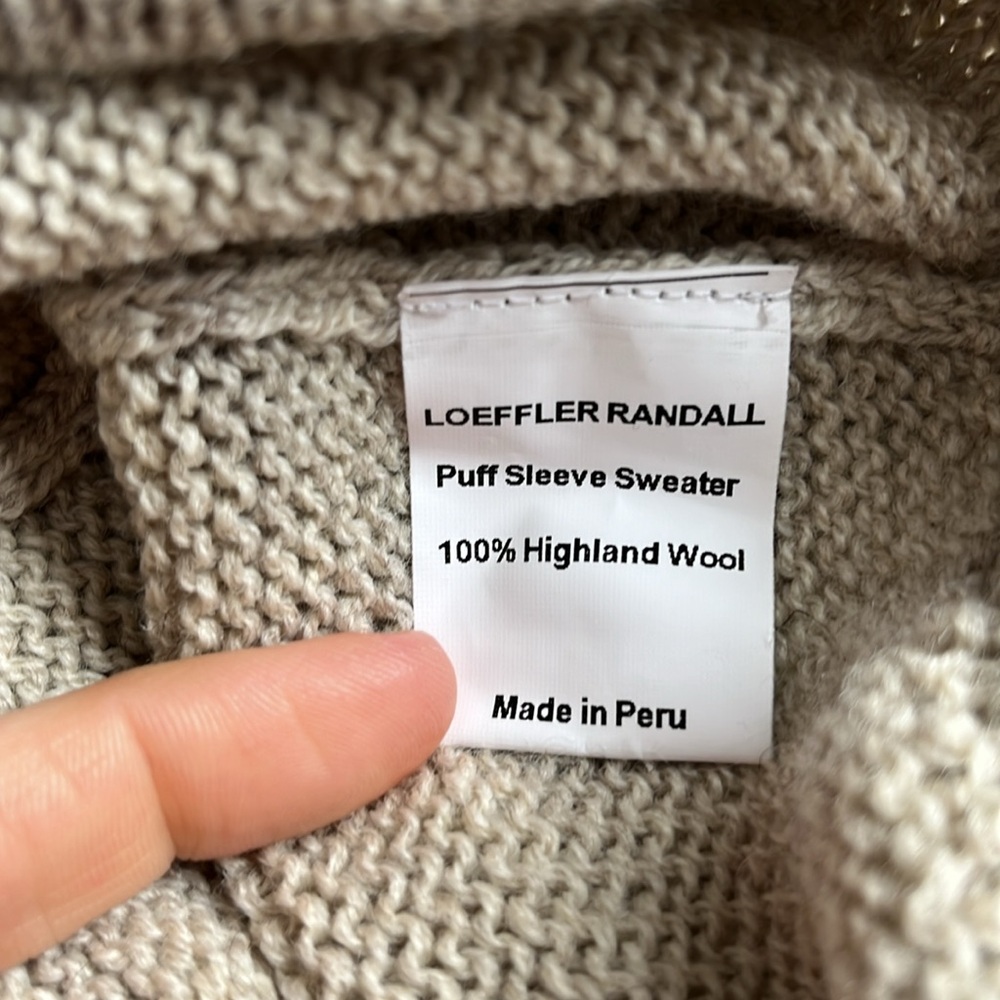 Loeffler Randall Cream Puff-Sleeve Crewneck Sweater - Picture 13 of 14